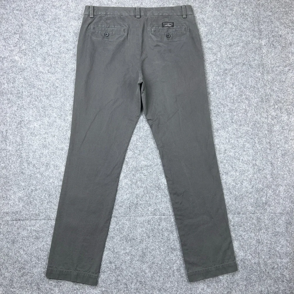 Banana Republic Pants Mens 32x32 Gray Slim Fit Aiden Chino 100% Cotton Slacks‎